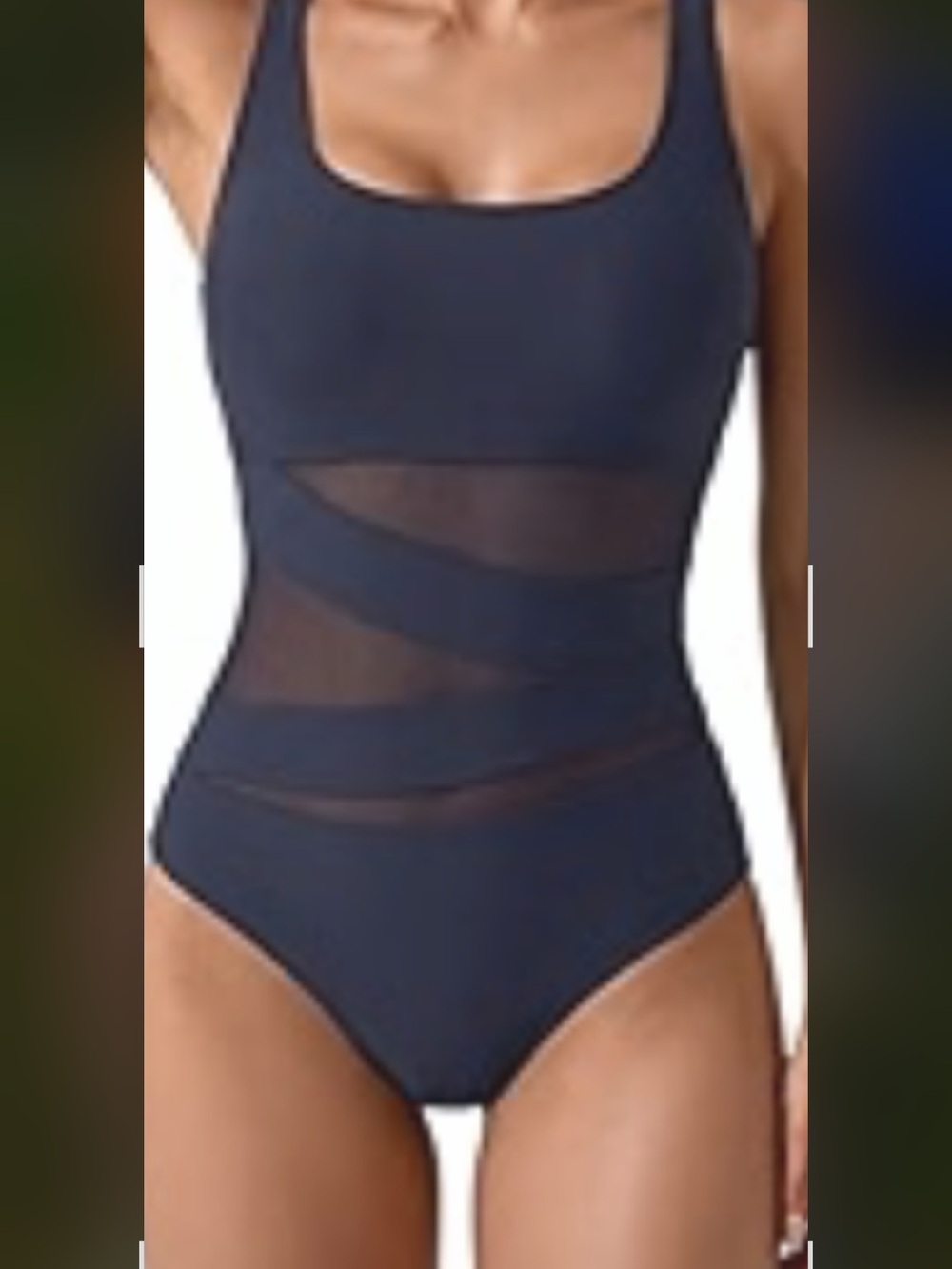 B2Prity Navy One-Piece Swim Suit with Mesh Panels, SZ Large, New with Tags